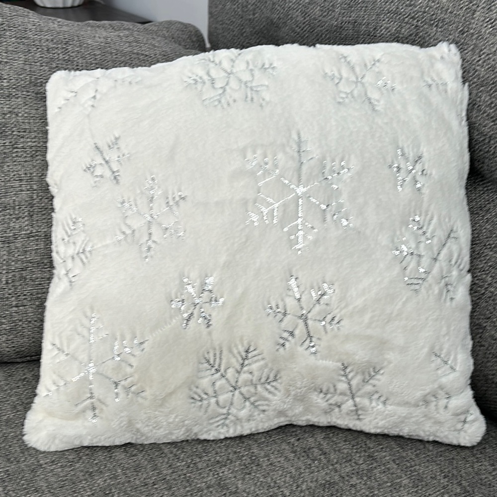 Sequin Embroidered Snowflake Pillow